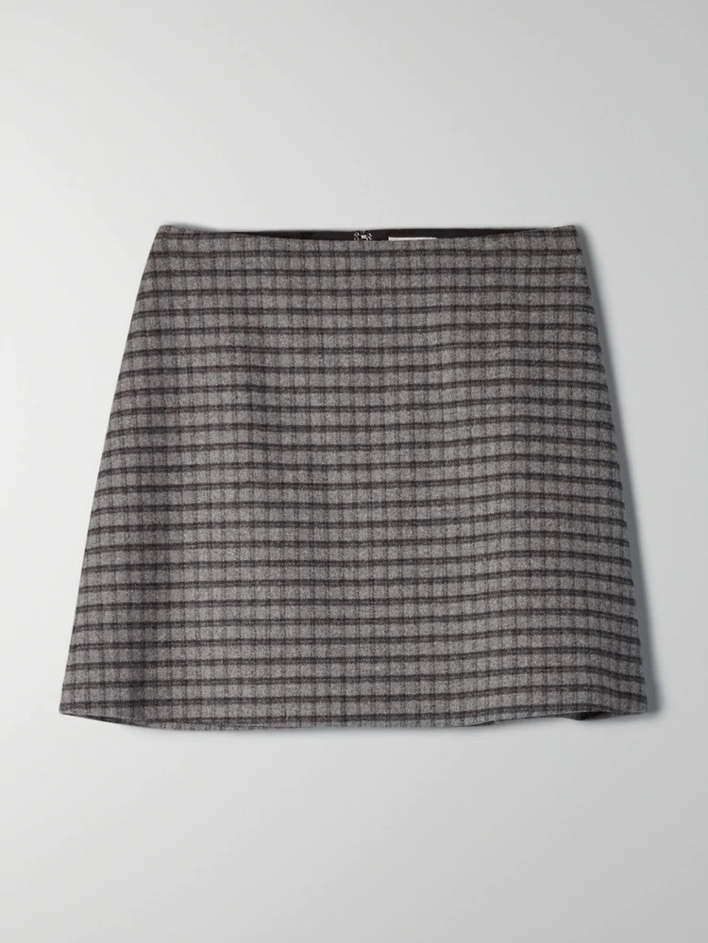 Aritzia Wilfred Gray Plaid Wool Mini Skirt